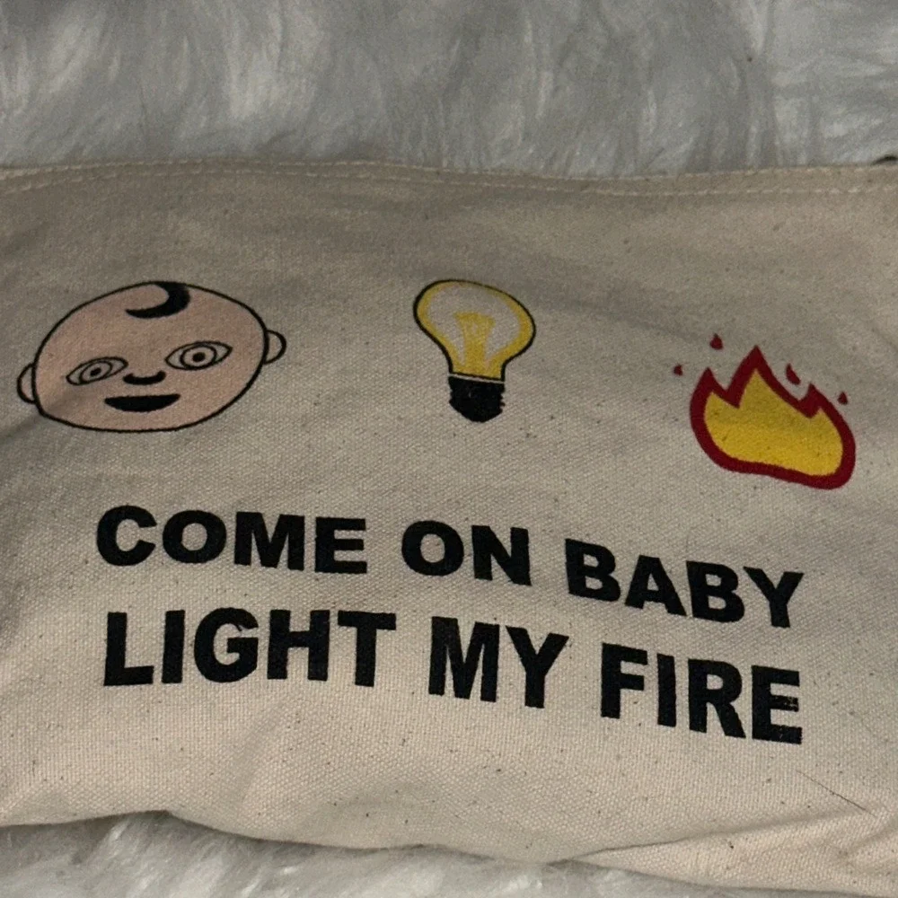 LA Trading Co Come On Baby Light My Fire Canvas Makeup Pouch Bag NWT